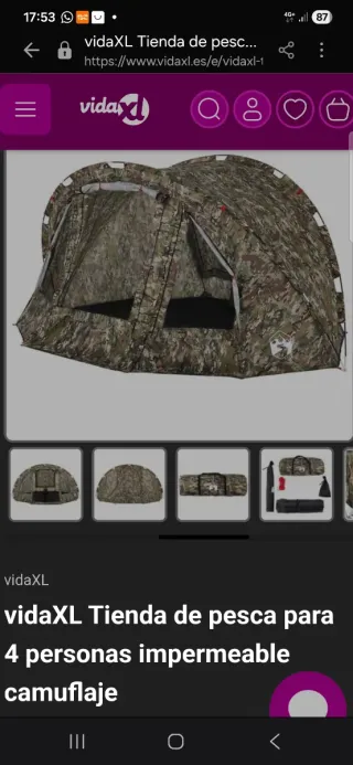 Tienda de pesca 4 personas camuflaje