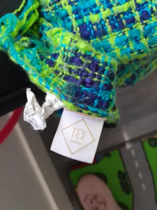 Manta sofá tejido cuadros verde y azul