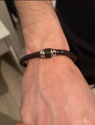 Pulsera Lotus Cuero Marrón y Plata