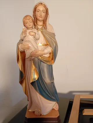 ✨Pieza colección✨Hermosa Virgen madera policromada