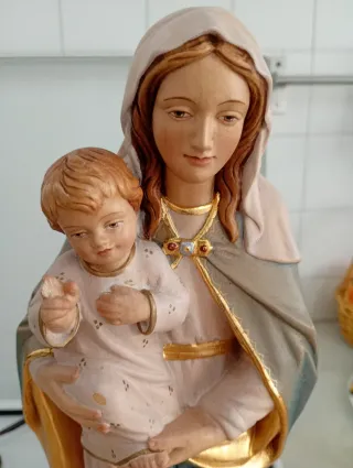 ✨Pieza colección✨Hermosa Virgen madera policromada