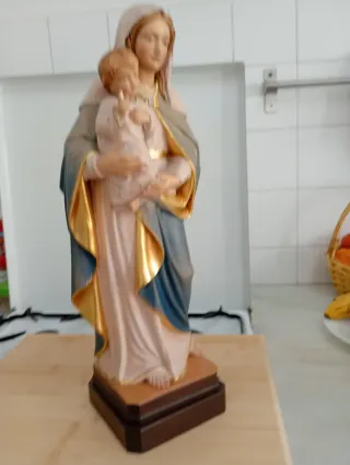 ✨Pieza colección✨Hermosa Virgen madera policromada