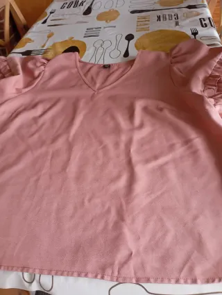 Blusa rosa mujer manga con volantes
