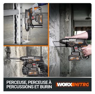 Taladro Percutor Worx Nitro 20V x2 bat + cargador