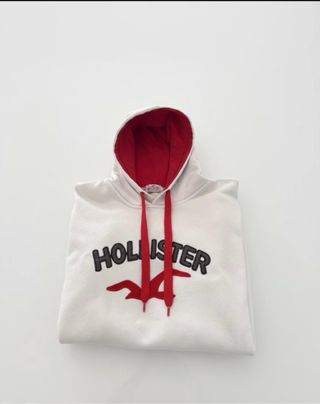 Sudadera Hollister Blanca y Roja con Capucha