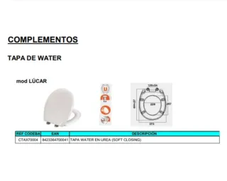 Tapa WC modelo Lúcar, UREA Blanco
