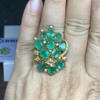 Anillo Esmeralda Zambia 11.34 ct Diamantes Oro18k