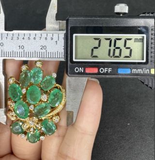 Anillo Esmeralda Zambia 11.34 ct Diamantes Oro18k
