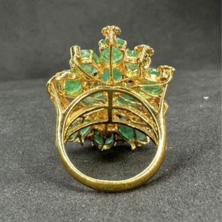 Anillo Esmeralda Zambia 11.34 ct Diamantes Oro18k