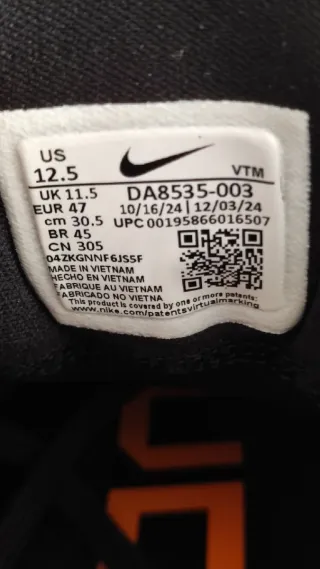 Nike Air Zoom Structure 24 Negro Naranja 12'5 / 47