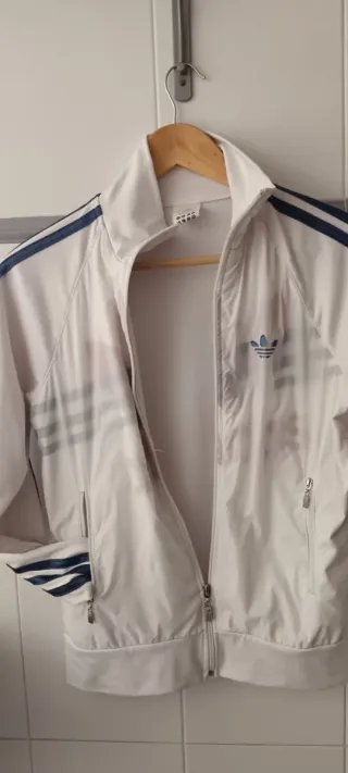 Chaqueta Adidas T M Blanca y Azul