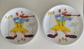 2 Platos Porcelana SPAL Portugal Payasos. Únicos