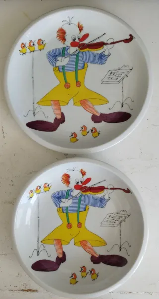 2 Platos Porcelana SPAL Portugal Payasos. Únicos