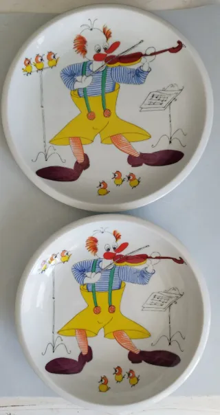 2 Platos Porcelana SPAL Portugal Payasos. Únicos
