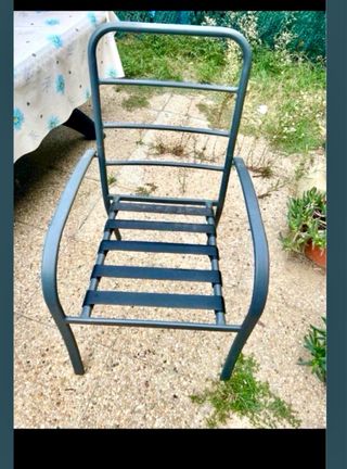 Conjunto 8 sillas jardín tela y metal