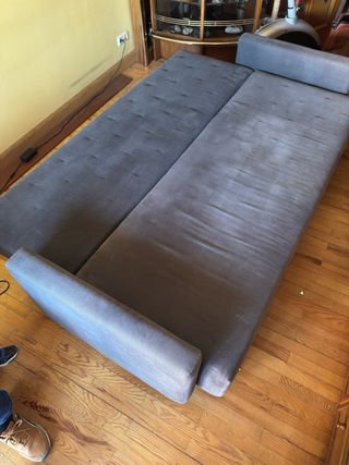 Sofá cama gris azulado Ni idea de marca ni tela