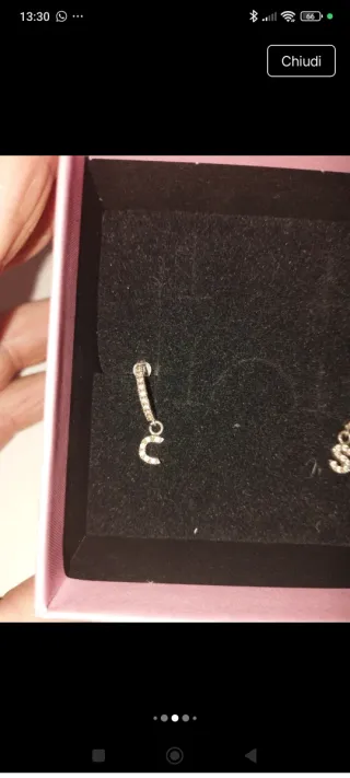 Orecchini cerchio argento lettere C e S