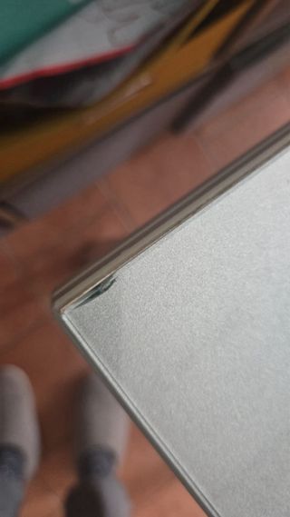 Mesa de cocina cristal y metal gris