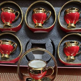 Set 6 Tazzine Caffè Rosa e Oro