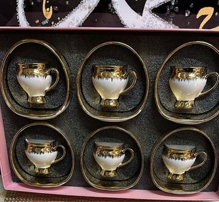 Set 6 Tazzine Caffè Rosa e Oro