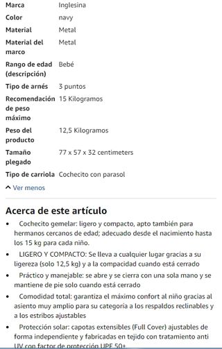 Inglesina Twin Sketch - Passeggino gemellare, blu