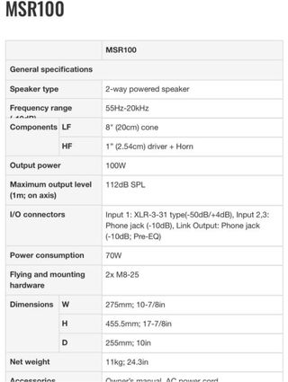 Altavoz Yamaha MSR100 Amplificado