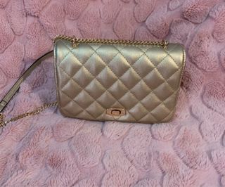 Bolso Zara Dorado Acolchado Cadena