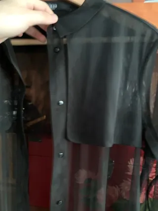 Guess Camisa Larga Tul Negro Talla Única