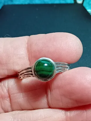 Anillo Plata Ley malaquita