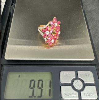 Anillo Vintage Rubí Birmano Floral Diamantes,