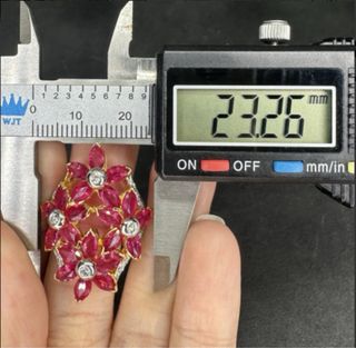 Anillo Vintage Rubí Birmano Floral Diamantes,