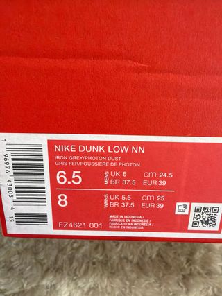 Nike Dunk Low Gris Blanco