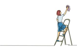 Chica de limpieza de hogar, oficina y escaleras.