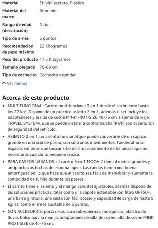 Kinderkraft MOOV2 Carrito bebé 3 en 1, EVA, Mink