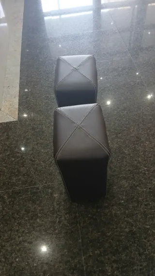 2 Puffs Taburetes Piel Sintética Marrón