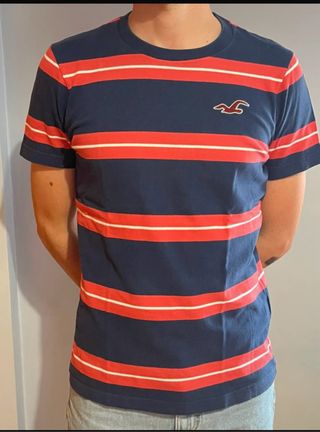 Camiseta Hollister Rayas Azul y Rojo