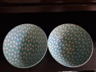 Set 2 Boles Porcelana Azul y Blanco