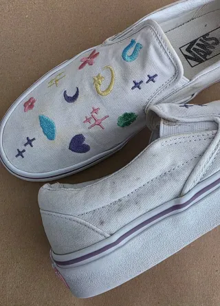 OFERTA! Zapatillas Vans Mujer Blancas Bordadas 40