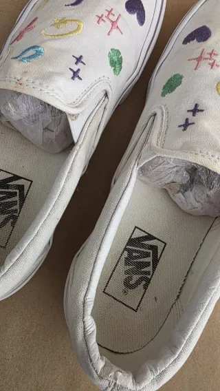 OFERTA! Zapatillas Vans Mujer Blancas Bordadas 40