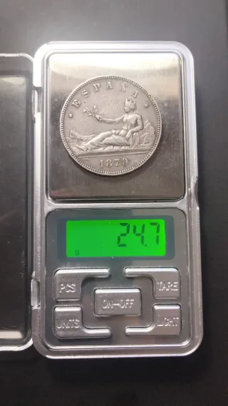 Moneda 5 Pesetas 1870 Plata