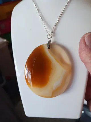 Collar Plata 925 Ágata Natural Naranja