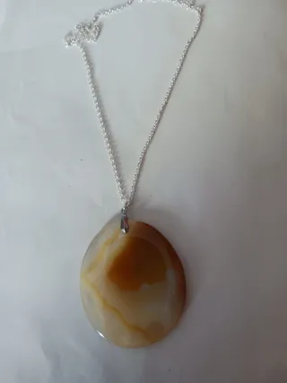 Collar Plata 925 Ágata Natural Naranja