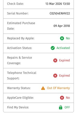 MacBook Pro 2017 13 i5 8GB - Para Piezas A1708