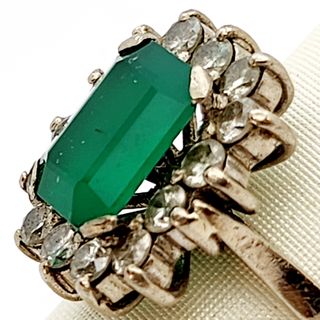 Anillo Oro 18k Esmeralda y Diamantes