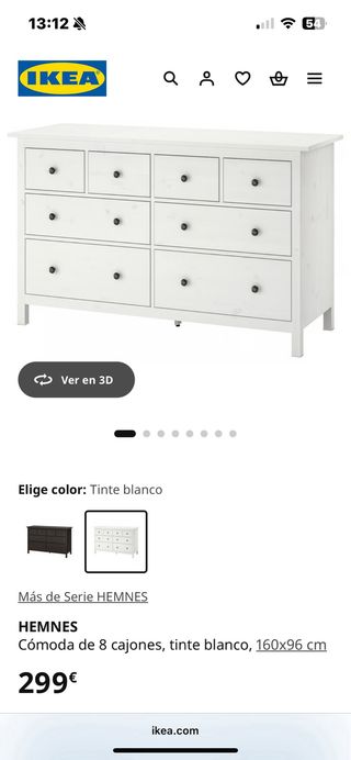 Cómoda 8 cajones blanca