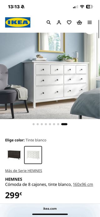 Cómoda 8 cajones blanca