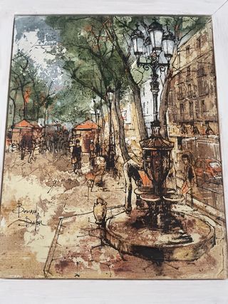 Cuadro Las Ramblas Barcelona Fuente canaletas. 350