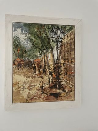 Cuadro Las Ramblas Barcelona Fuente canaletas. 350