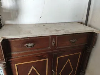 Mueble antiguo madera y mármol