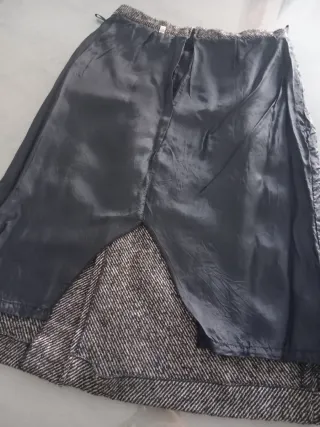 Falda lana jaspeada gris y blanca